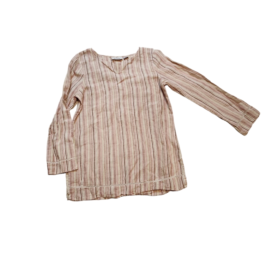 Units Women's Pullover Long Sleeve 100%Linen Tunic Size Medium D54